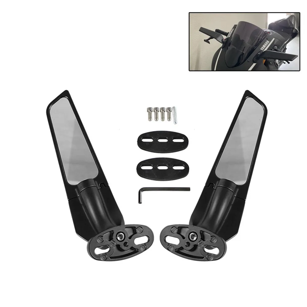 For Kawasaki ZX6R ZX10R ZX12R Ninja 250 300 400 650 H2 H4 Modified Rearview Mirrors Wind Wing Adjustable Rotating Side Mirror