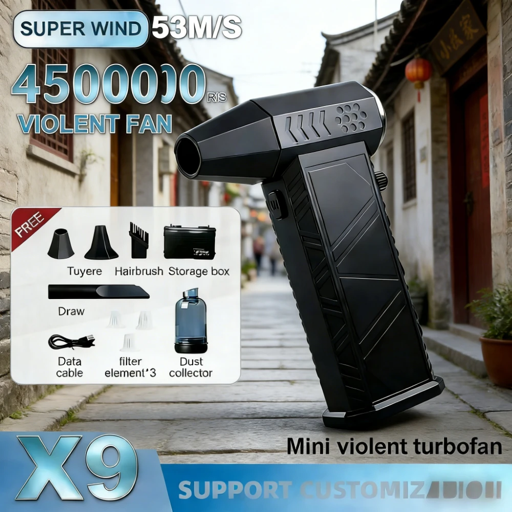 

Turbo Fan Upgrade NewX9 Rechargeable Blower Brushless Air Blower Turbo Jet Fan Portable Dust Blower Electric Dryer multifunction