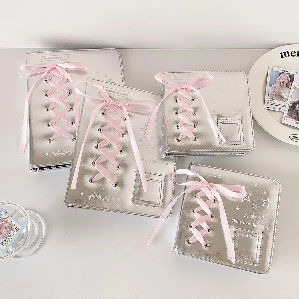 

Balletcore A5/A7 Binder Notebook Cover Korean Style Bow Loose Leaf Photo Album Cover PU Leather Silk Ribbon Photocard Cover