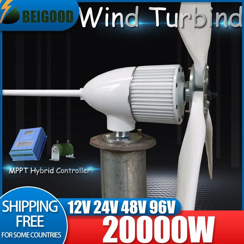 20KW Windmills Wind Turbine Generator Home Use Power 20000W 3 Blades 12v 24v 48v Free Energy Magnetic Camping