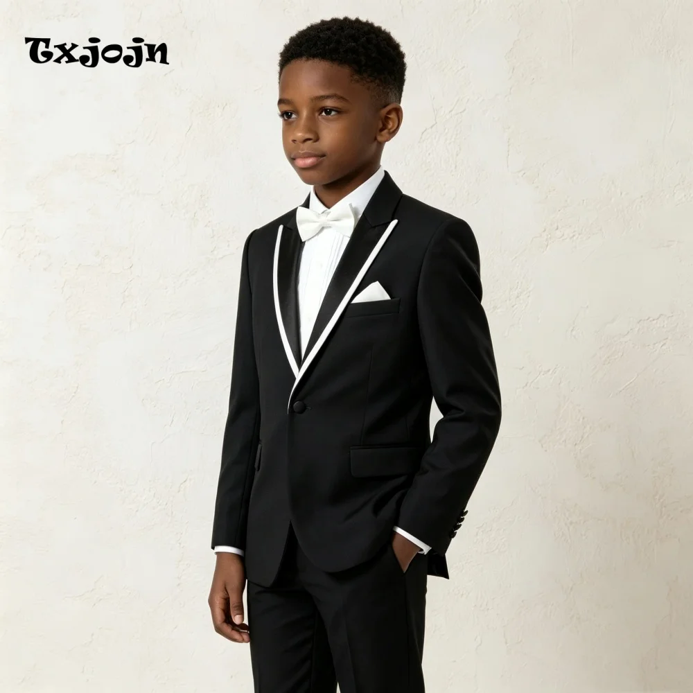 Formal Boys Suit Fashion Wedding Tuxedos 2-piece Set Trend Bicolor Pointed Collar Jacket Single Button Blazer Pants for Party