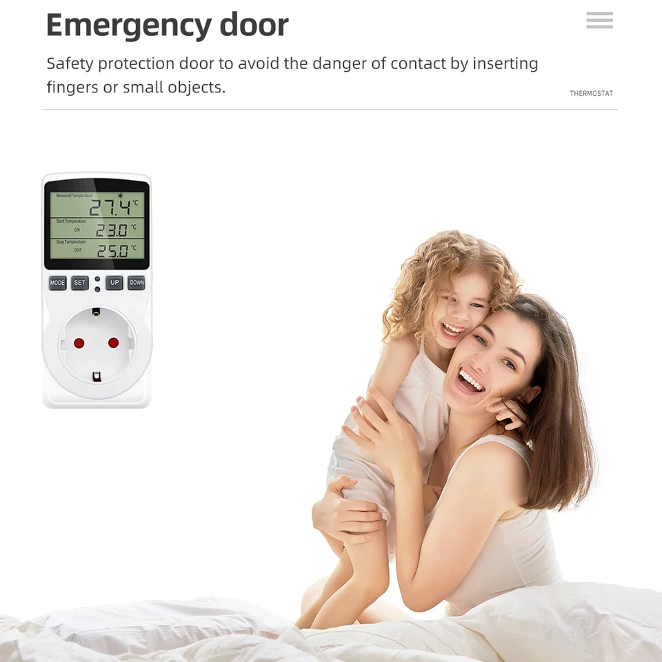 HEDAO Digital Timer Socket Thermostat with Sensor Probe Heating Cooling 220V Temperature Controller