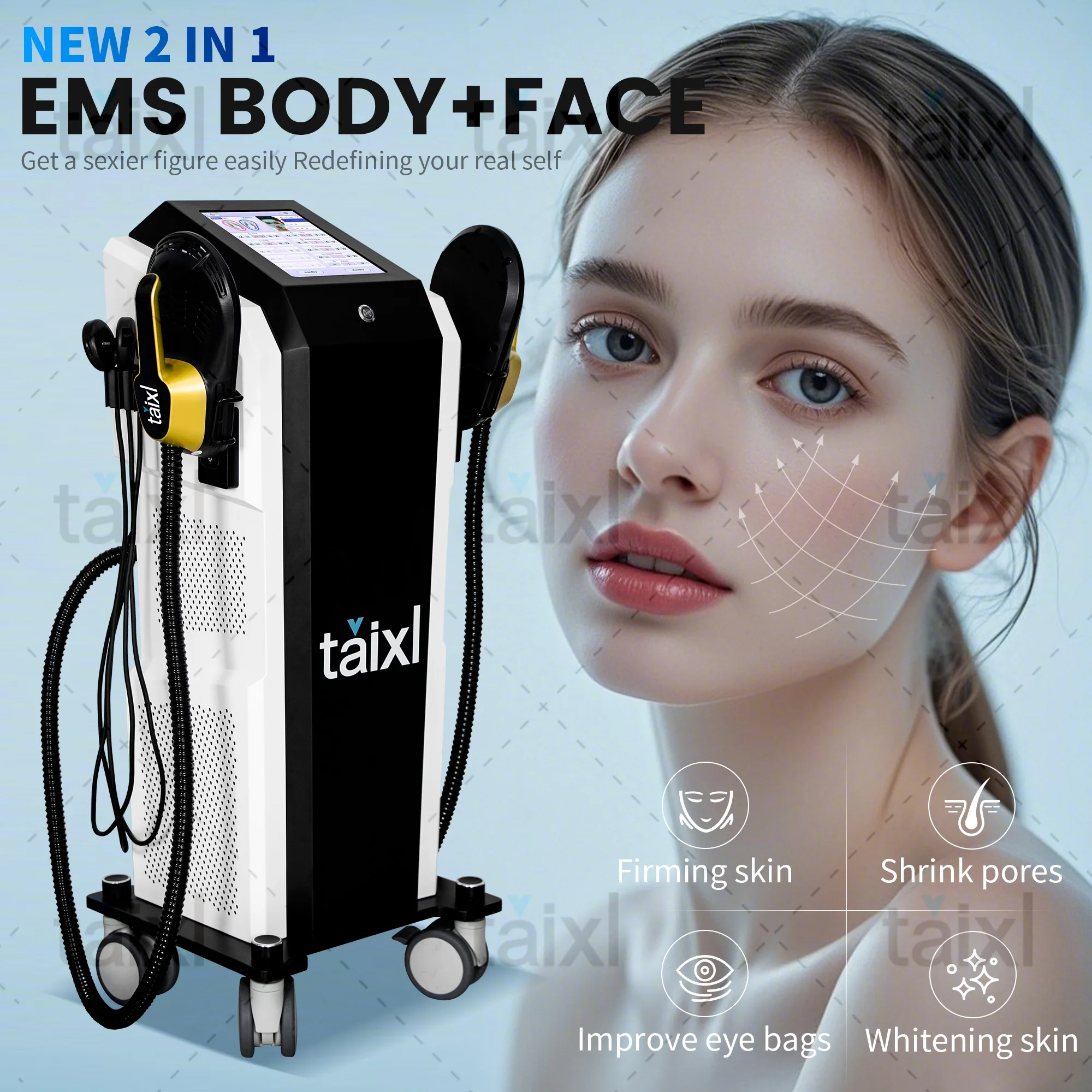 

2-in-1 RF electromagnetic shaping beauty device for home slimming, firming, lifting, pelvic floor muscle repair and care equipme