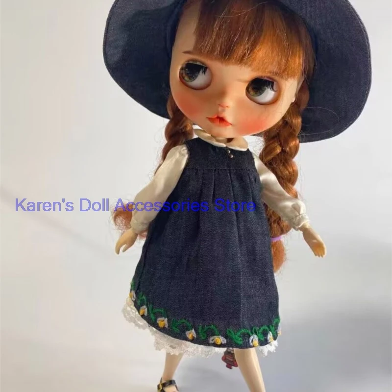 

2026 3pcs rural Lined long skirt+Cowboy vest+Cowboy Sun Hat for Blythe(Fit for Lulu,ymy24,Ob22,24,26,zone, Jenny)
