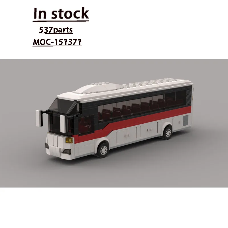 

MOC-151371 City Transit Bus Long-Distance Coach Building Block Model 537 Parts Children's Birthday Building Block Toy Gift