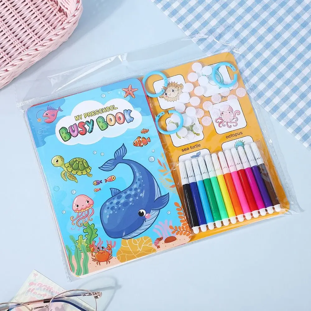 Ensemble de stylos aquarelle colorés 12 couleurs, ensemble de carnets de notes Graffiti animaux dinosaures, carnet de dessin marin 2 en 1, cadeaux d'anniversaire