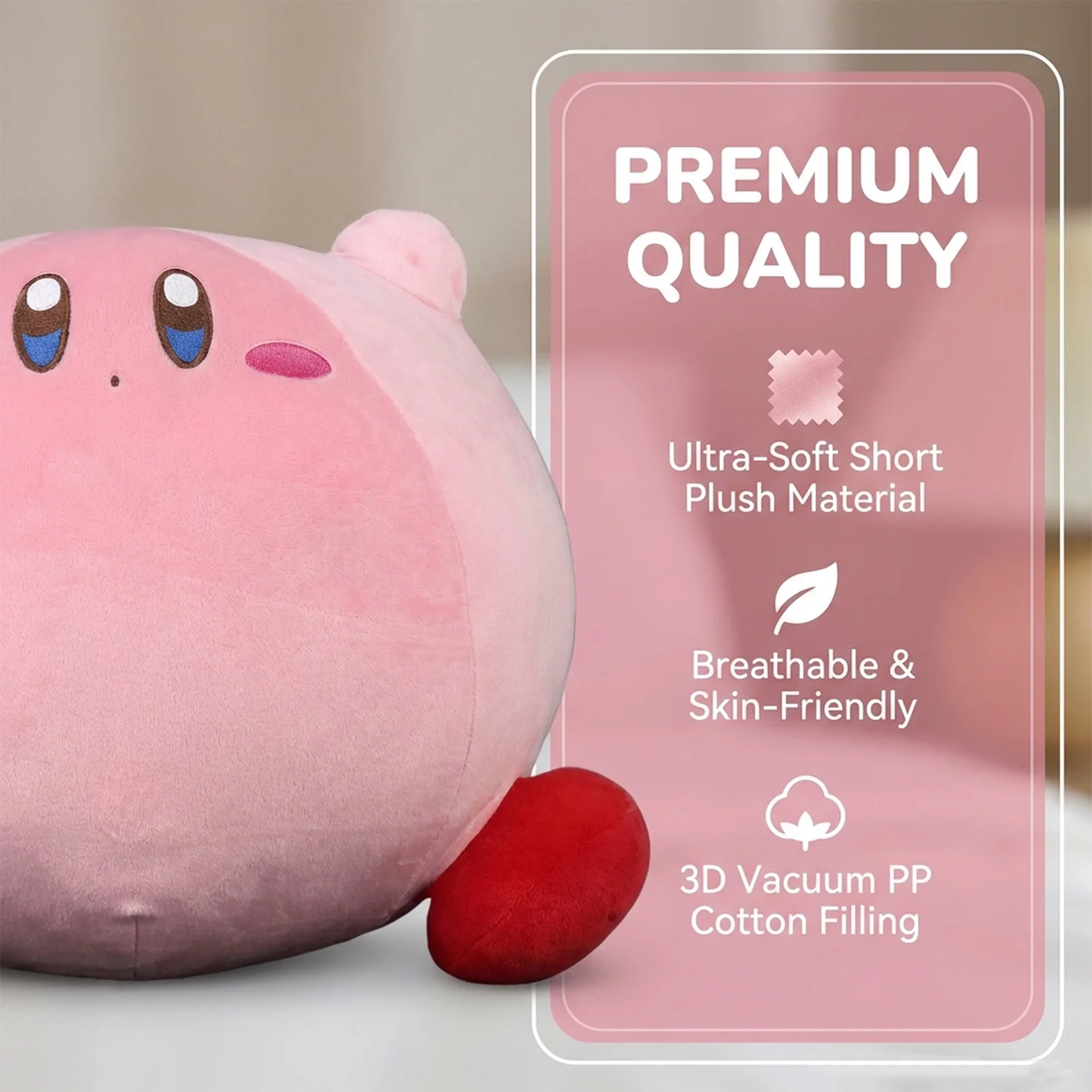 30cm-50cm Rabbit Ear Kirby Plush Toys Hug Pillow Grabbing Machine Doll Room Decoration Children's Toys Girl's Holiday Gift