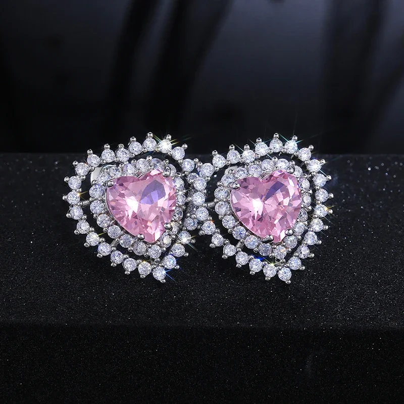 2025 D'oreilles à Clous Pour Femmes، Accessoires De Mariage، Romantique، Rose CZ، Bijoux Eleégants Délicats Pour Fiançailles
