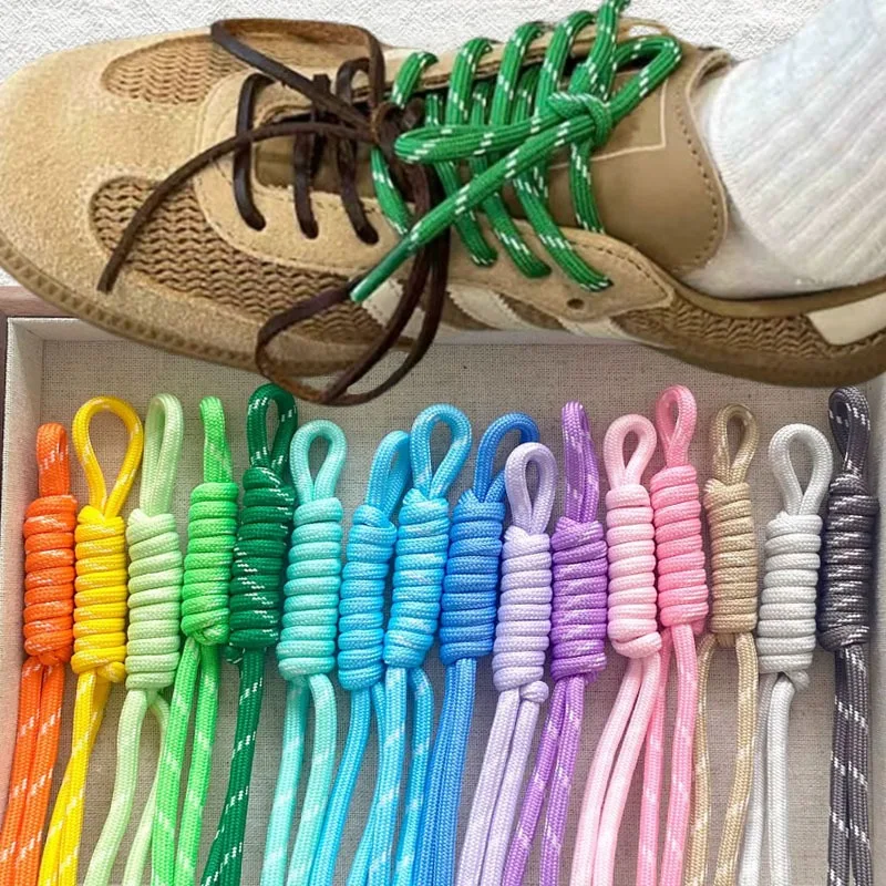 1/2 pares de cadarços esportivos ao ar livre flor ponto especial cadarços de sapato poliéster tipo redondo cadarço botas de algodão acessórios de sapato