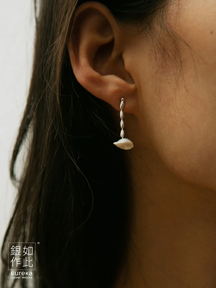 

Элегантные серьги из чистого серебра с жемчугом и цветами, модный универсальный дизайн, высококачественные женские украшения, модные аксессуары