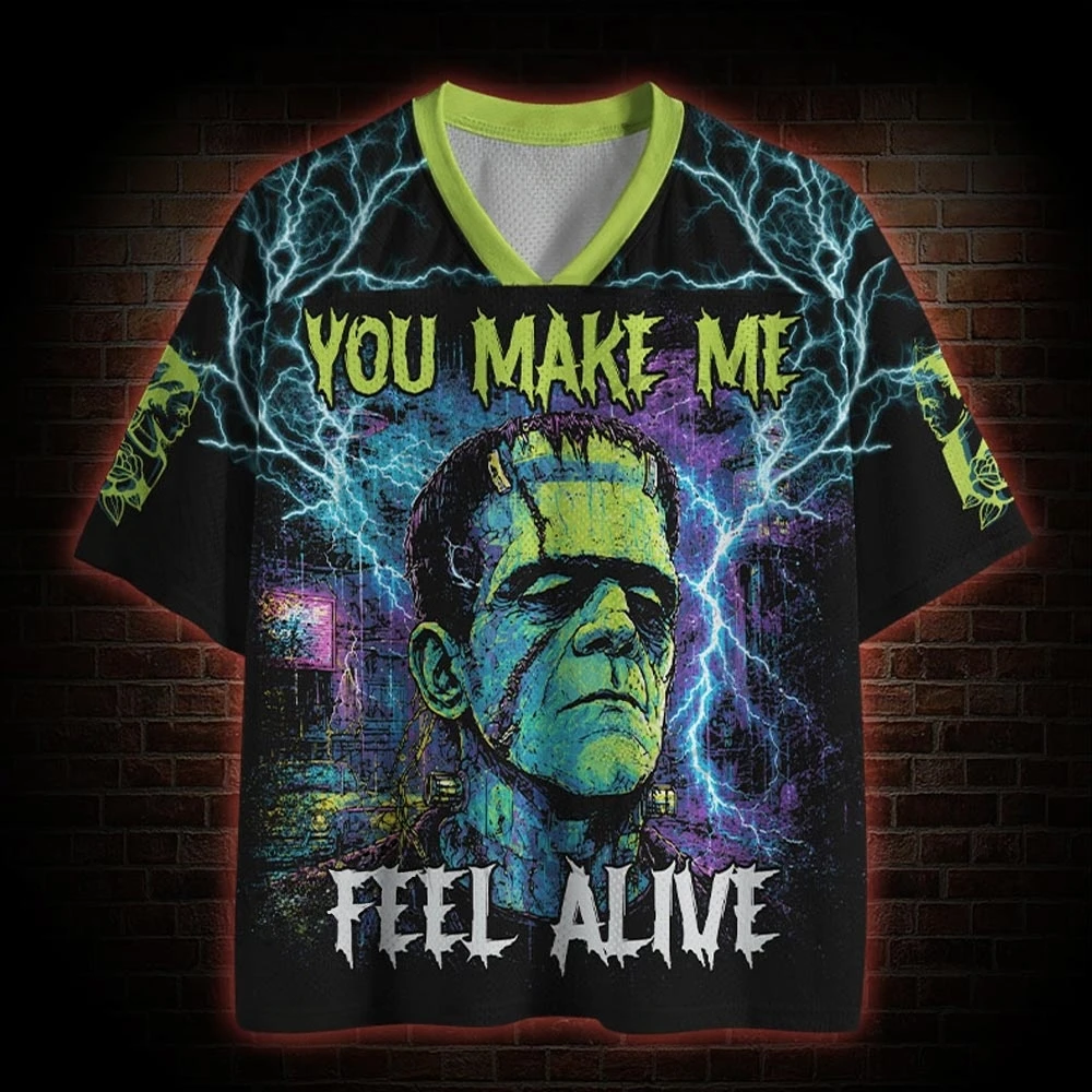 Halloween Retro Gothic Dark Unisex Jersey,Vintage Electric Horror Monster Graphic,Adult and Kids Available,For Party Festival