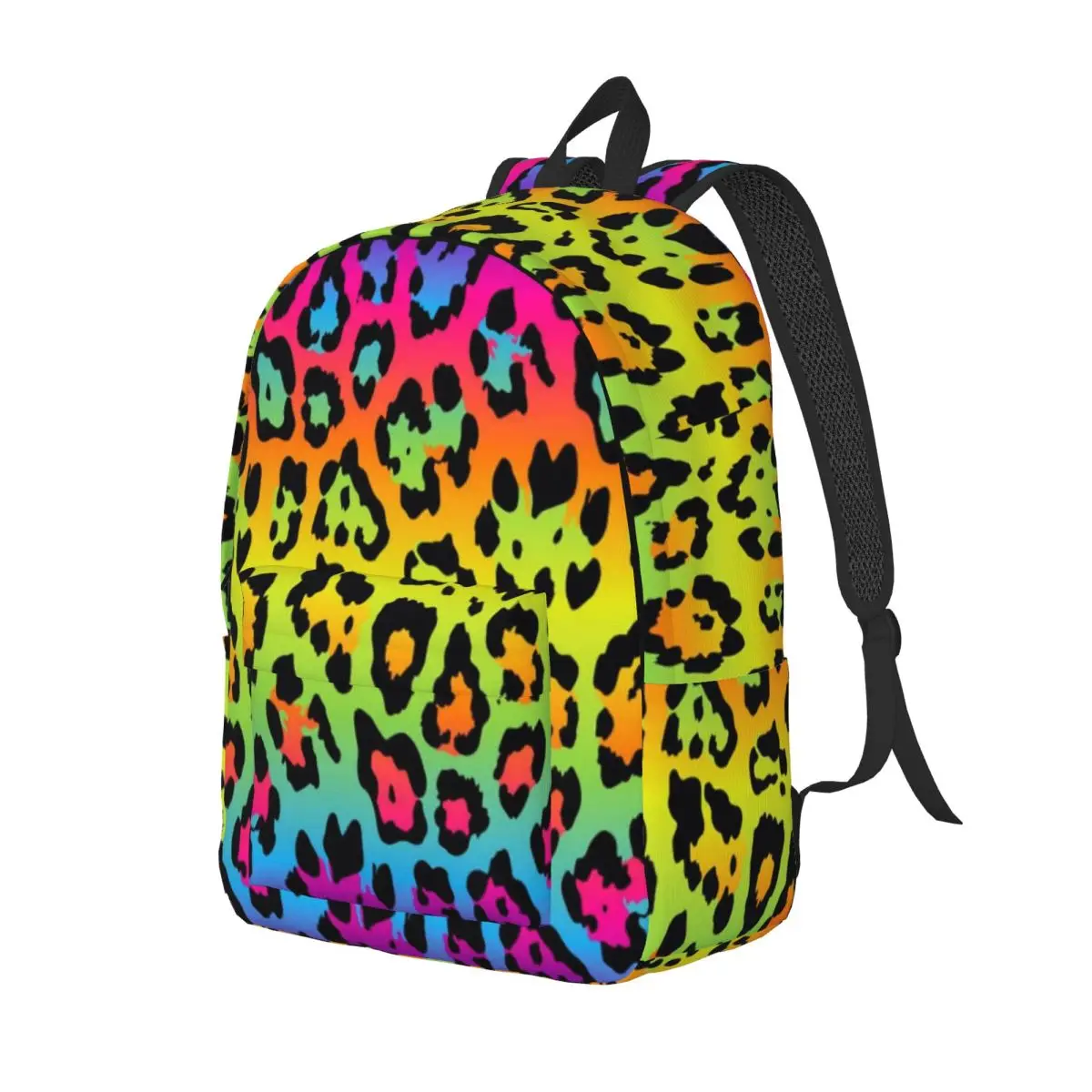 

Rainbow Leopard Print Backpack Daypack Large Capacity Kids BookBag School Bag Shoulder Bags for Men Women