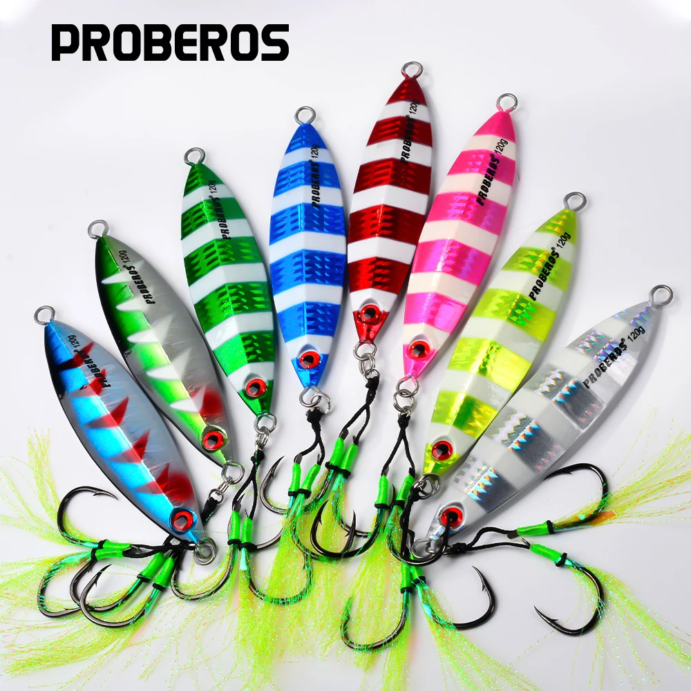 

Proberos New 1PC 80g/100g/120g Fast Sinking Jigging Fishing Lure Laser Paper Coating Jig Lure Sea Fishing Trolling Jigging