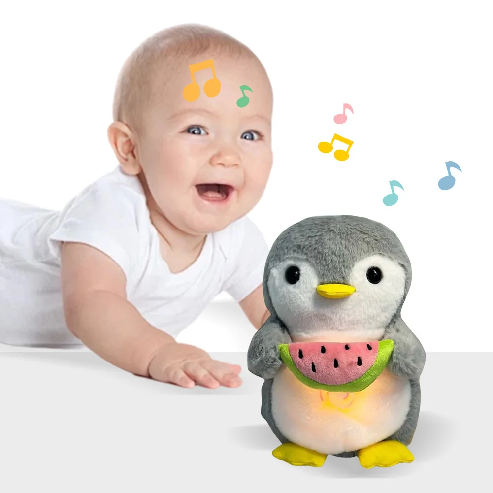 

Cute Penguin Stuffed Animal Baby Sound Machine with Music and Lights Comfort Doll Musical Baby Toy Christmas Gifts for Newborns