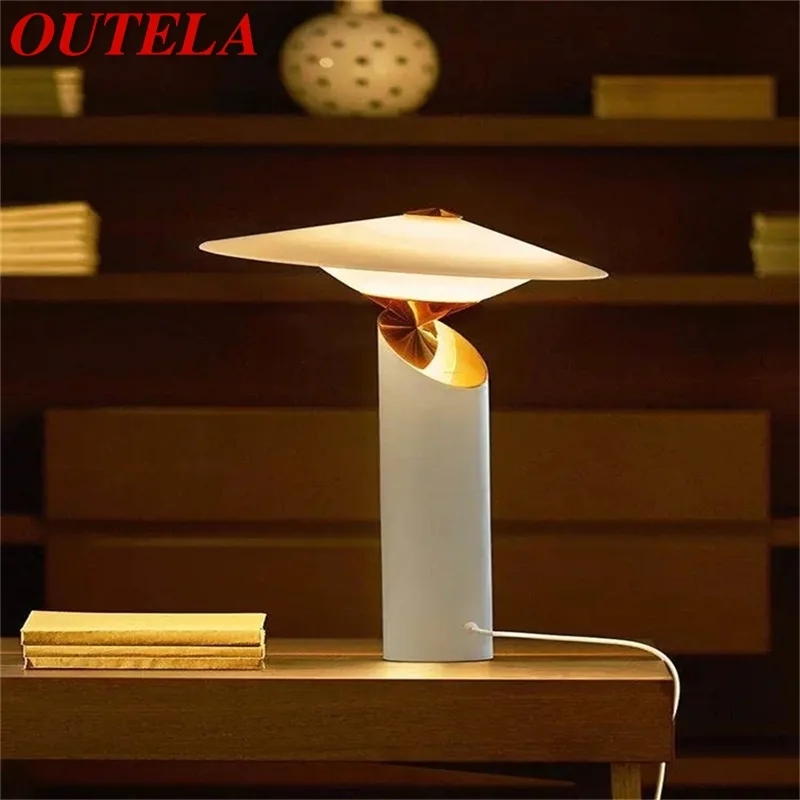 

OUTELA Italian Style Table Lamp Vintage Simple Design LED Bedside Desk Light Decor for Home Living Room Hotel