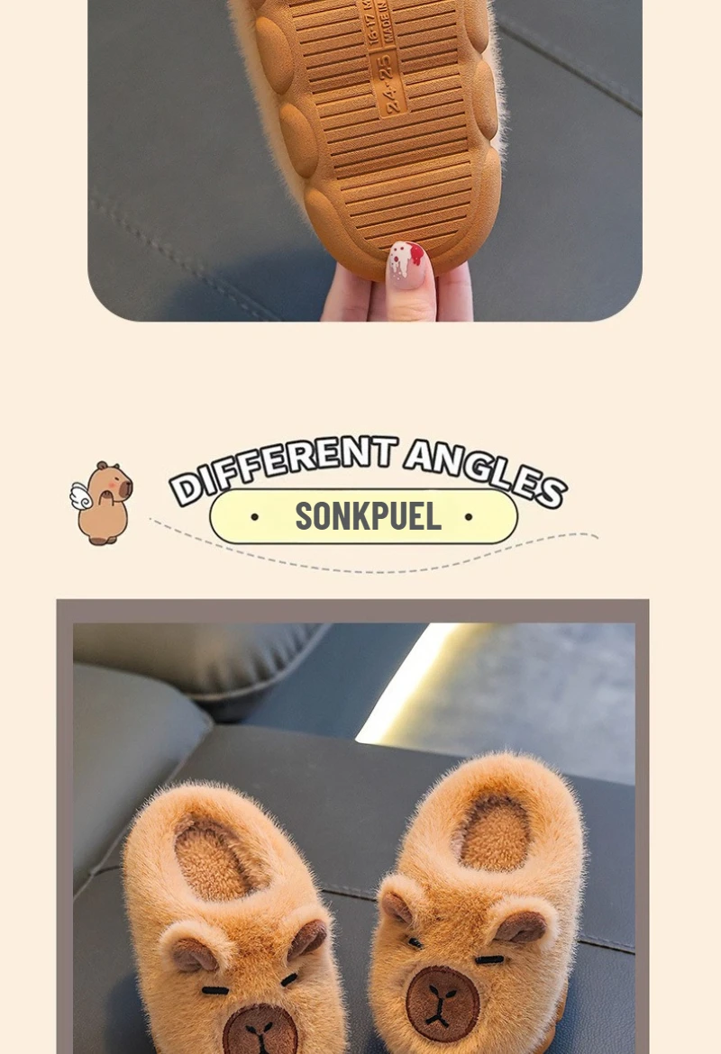 Kinder Winter Neue Warme Hausschuhe aus Baumwolle für Jungen und Mädchen, Niedliche Indoor-Slipper, Weiche Rutschfeste Kinder-Cartoon-Hausschuhe – Detail 10