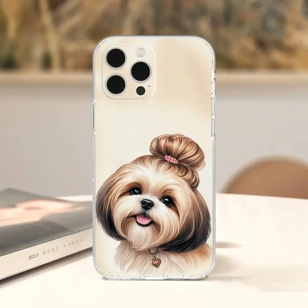 Cartoon cute Shih Tzu Dog Phone Case For iPhone Apple 15,14,13,12,Mini,11,Pro,Max,Plus,X,XR,XS,8,SE,2020,Plus Transparent Cover