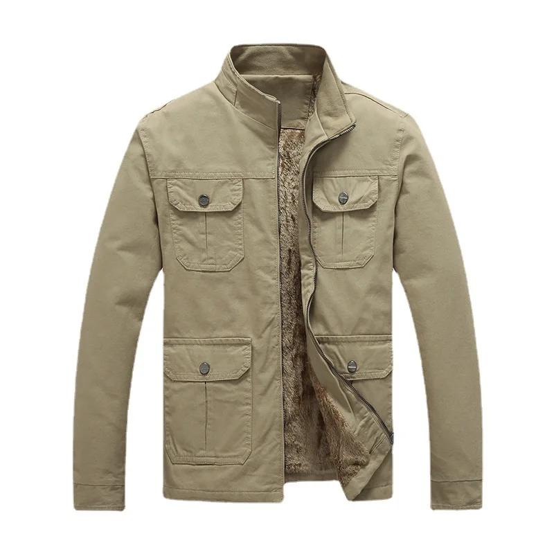 Men's Winter Jacket Fleece Cotton-Padded Workwear Casual Trendy Coat New Men's Jacket