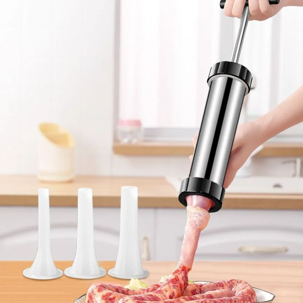 

Durable Manaul Sausage Maker Stainless Steel Widened Tube Sausage Filler Large Capacity Professional Sausage Stuffer Home