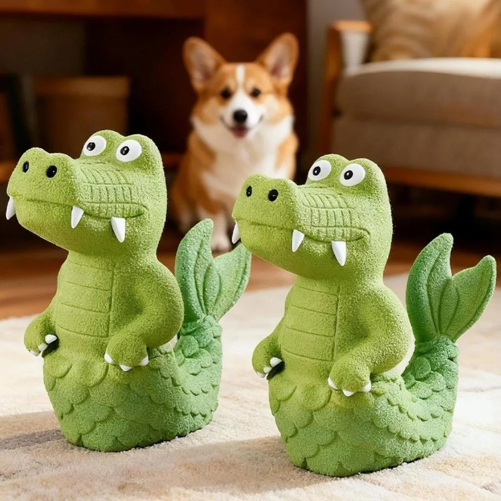 

Natural Latex Squeaky Alligator Dog Toy Green Color Durable Latex Chew Toy Teething Function Chew Resistant Pet Interactive Toy