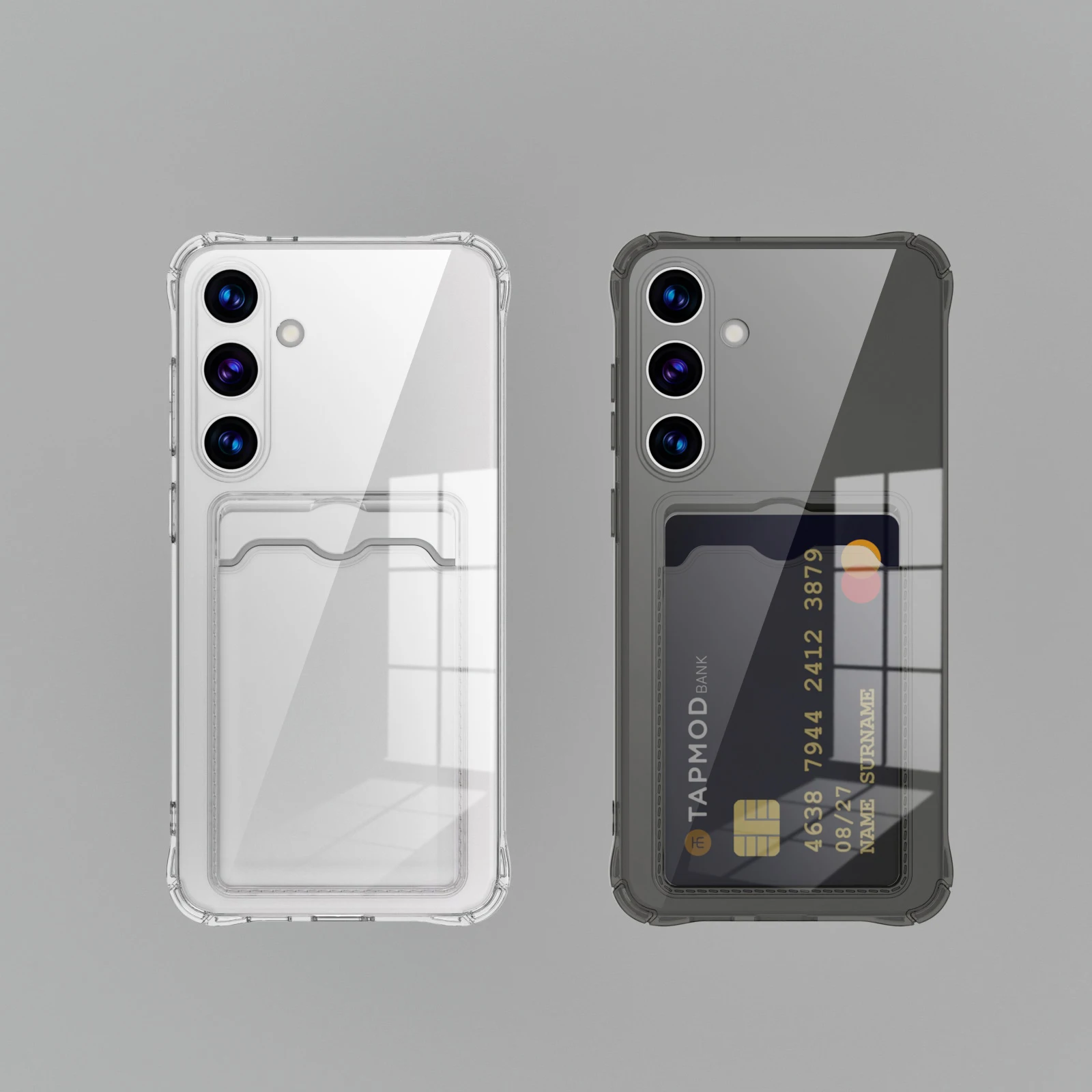

With HD protective film Transparent Card Slot Silicone Case For Samsung Galaxy S26 S25 S24 S23 S22 S21 Plus Ultra S20 FE