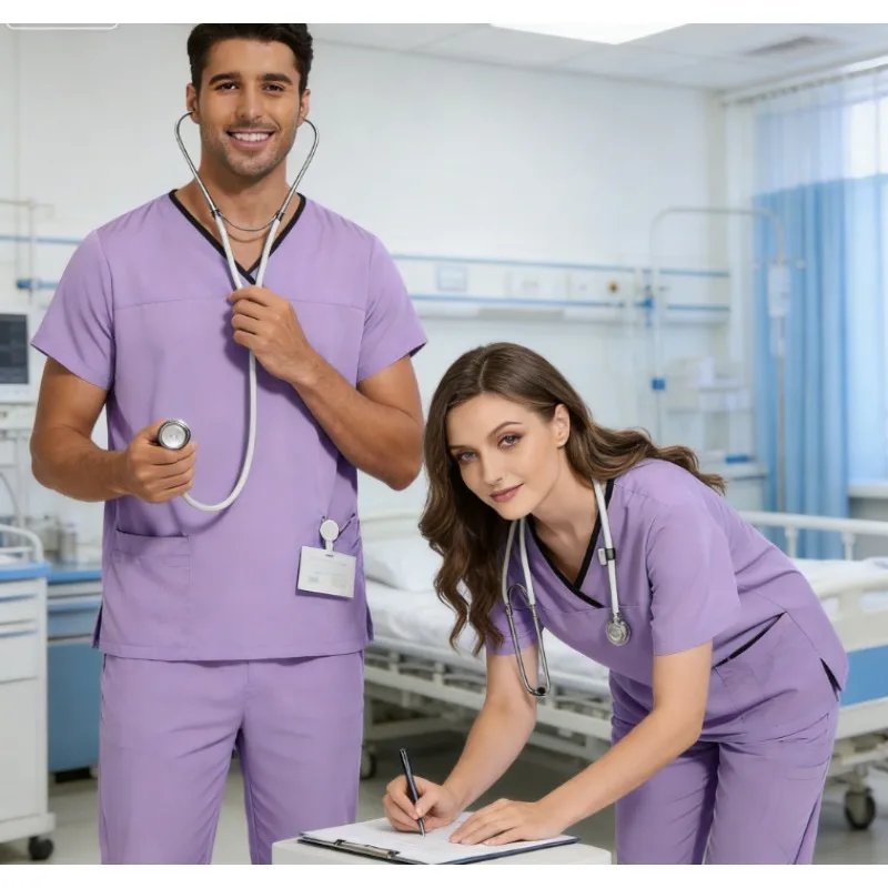 

Универсальная быстросохнущая эластичная медицинская форма с коротким рукавом для лета, тонкая, для врачей и медсестер, для операционных, униформа для медперсонала.