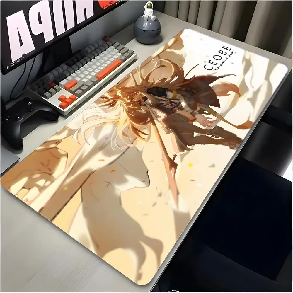 Strategic Character C-Ceobe Arknights Mouse Pad Large Mouse Pad Desk Mat Non‑Slip Board Gaming Mat Stitched Edge Design