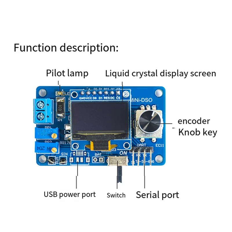 ABBK-Digital DIY Oszilloskop Kit Mini DOS LCD Display Oszilloskop Kit Elektronische Komponente Löten Praxis Lose Teile