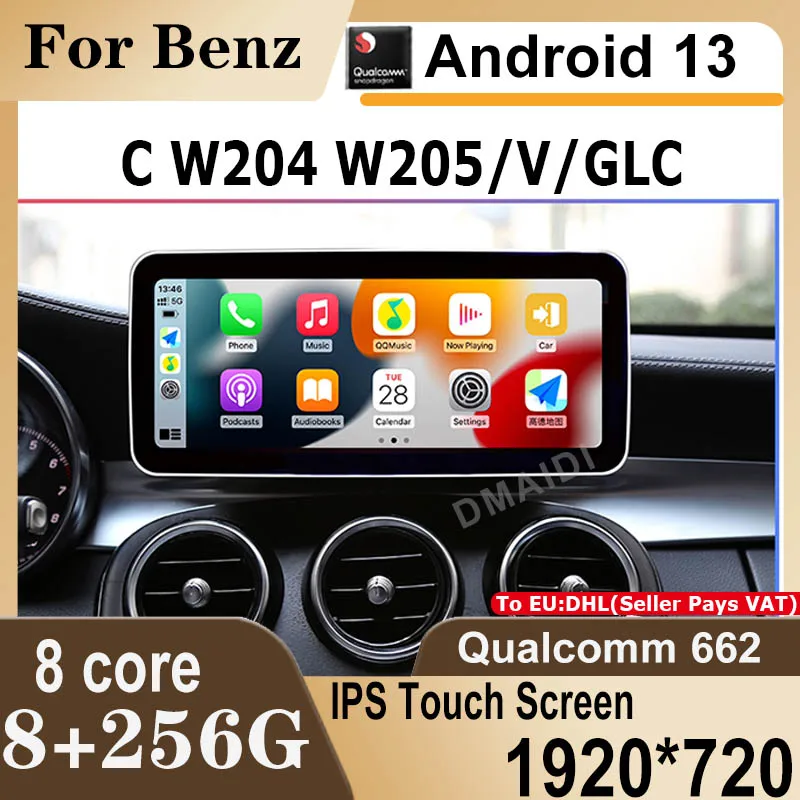 Multimedia Video Player For Mercedes Benz C/V Class W204 W205 GLC X253 W446 Carplay Auto 8Core Android13 Car Radio Stereo GPS 4G