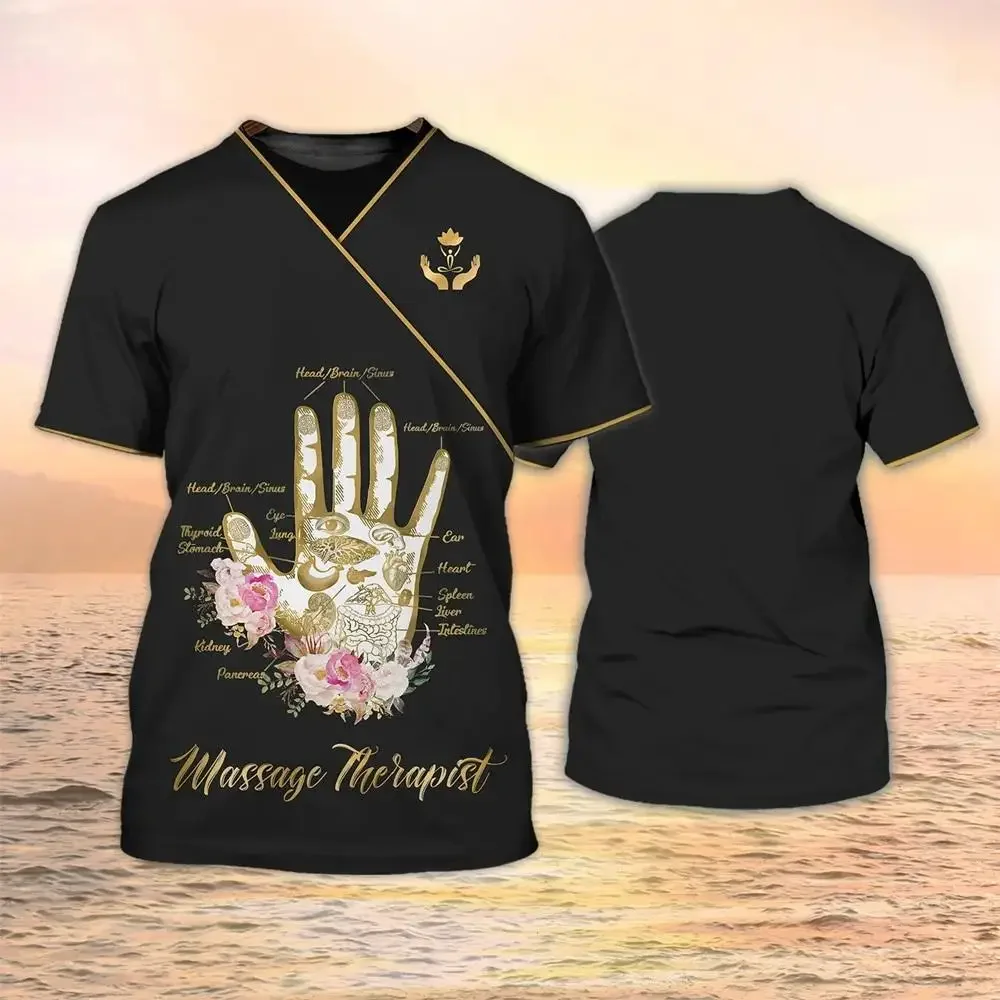 Massage Therapist 3D Print Women's Kids T Shirt Tees Tops Beauty Salon Therapy Apparel Clothes Fashion Casual Round Neck Clothes