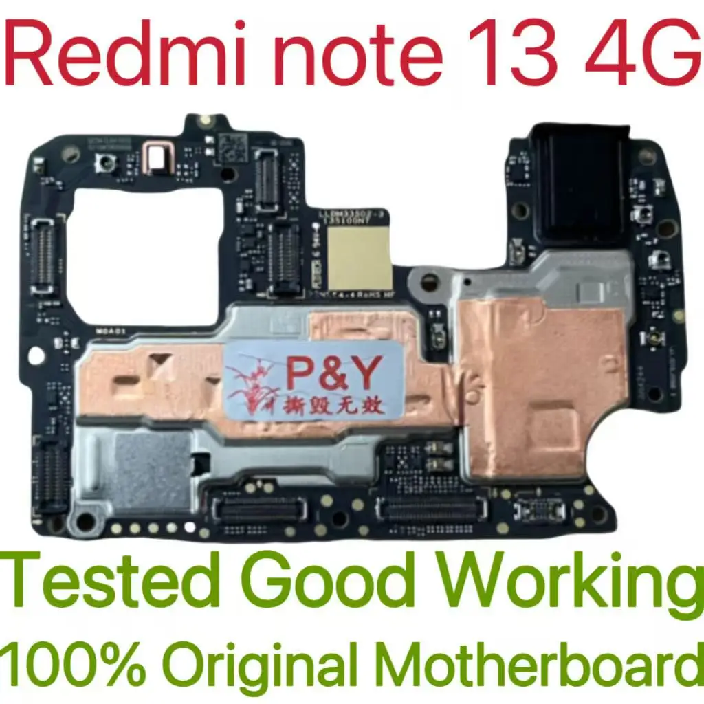 Placa base Original desbloqueada versión Global para Redmi note 13 4G placa de circuito probado placa lógica principal para Redmi note 13 4G