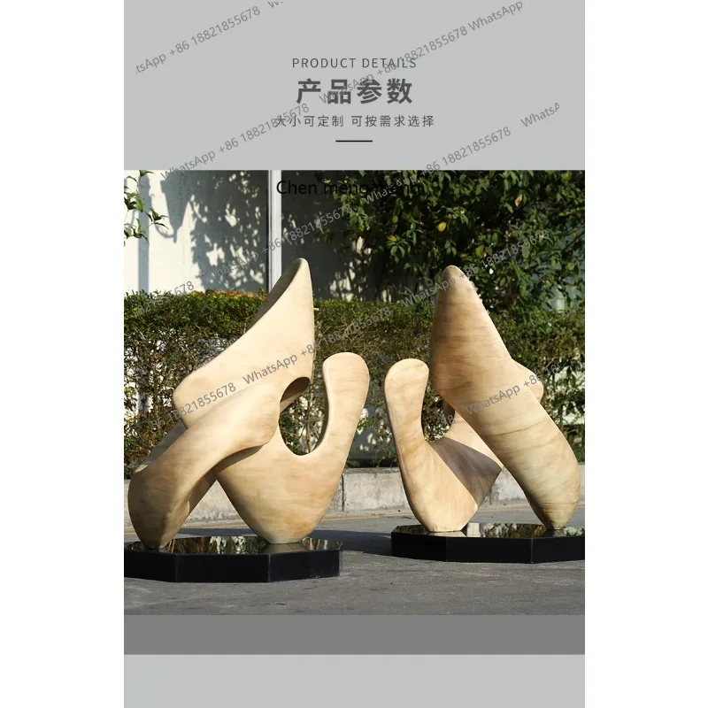 C56 FRP Large Ornament Outdoor Stainless Steel Soft Decoration Shopping Mall Bar Sales Office Resin Sculpture
