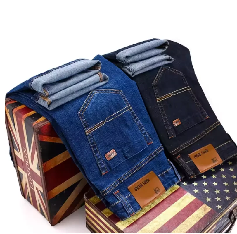 

Fashionable and hot-selling business men's straight-cut denim pants, casual and classic, durable men's work pants