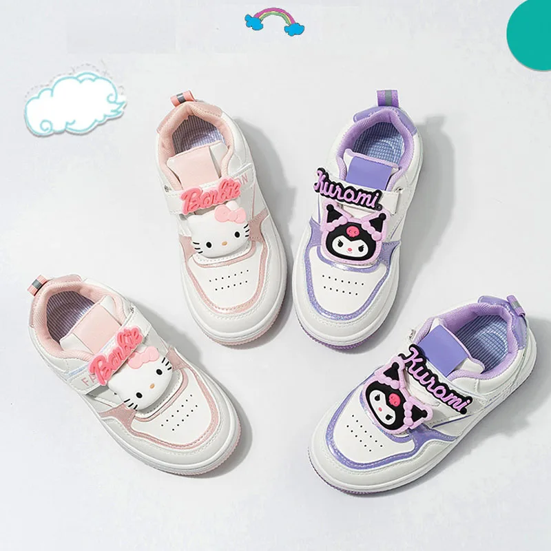 Sanrio Children\'s Cartoon Kuromi Hello Kitty Cute Board Shoes Anti Slip Soft Sole Casual Shoes Korean Style Trend Sports Shoes