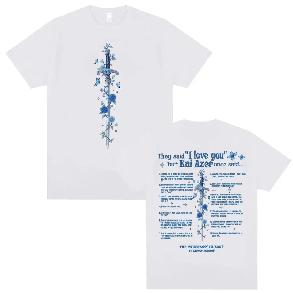 Camiseta Kai Azer I Love You in Powerless Merch para hombre y mujer, camiseta Harajuku High Street Cool, camiseta holgada de manga corta de verano