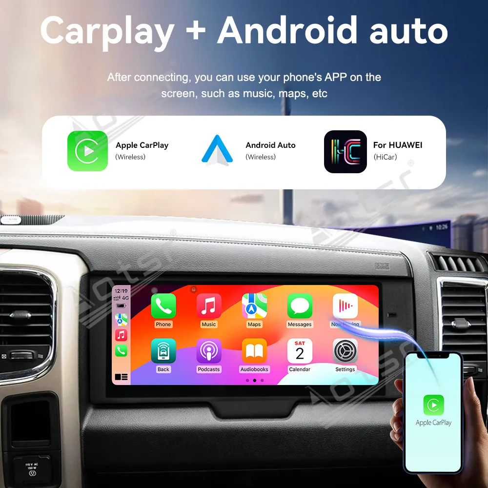 سيارة مساعد الطيار شاشة راديو السيارة Carplay أندرويد 13 ل دودج رام 2013-2018 الركاب الترفيه شاشة مشغل فيديو الوسائط المتعددة