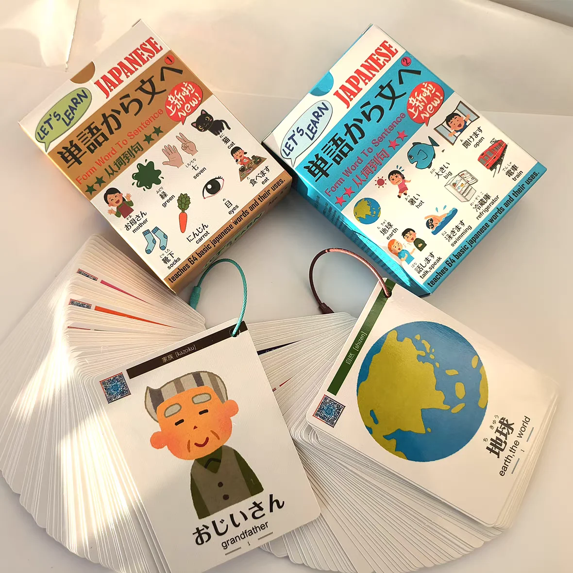 Self-Learning Japanese Cards common words, sentences, Portable Flashcards, Chinese, English, and Japanese