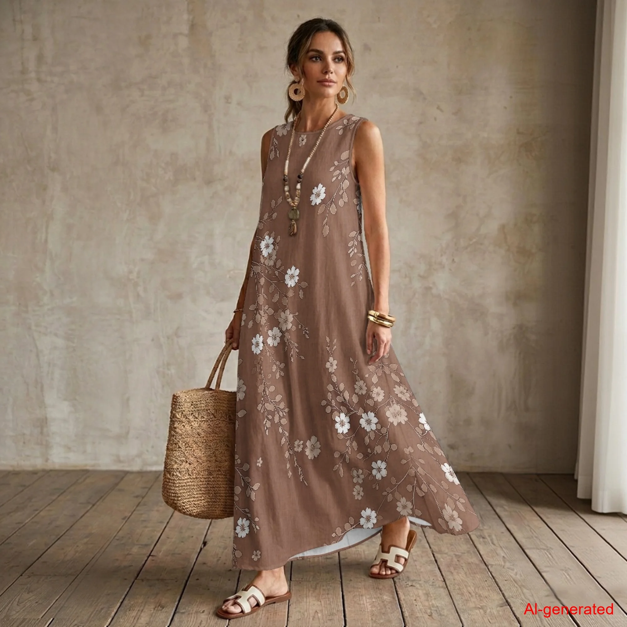 loose vest dress Women's Fashion Retro Vest Fairy solid color Ruffles Loose Midi dress suit 2pcs