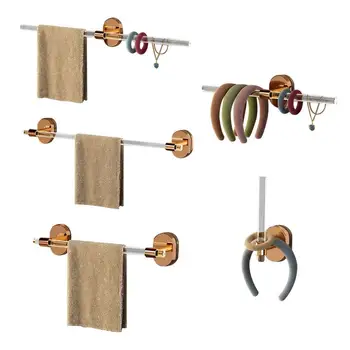 벽걸이 아크릴 수건 바 욕실 선반, 드릴링 타월 랙 없음, 헤어 링 거치대 포함, 내구성 있는 투명 욕실 선반 