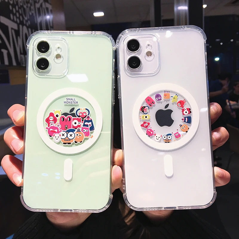 

Cute Cartoon Monster Transparent Phone Case For iPhone 14 13 12 11 Pro Max X XR XS 7 8 Plus Soft Shockproof Cover