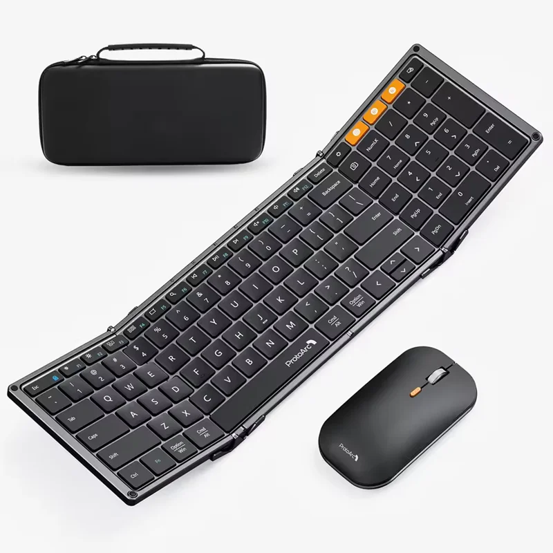 

Складная клавиатура и мышь ProtoArc, комбинация XKM01 для деловых поездок, 2,4G + двойной Bluetooth, портативный для ноутбуков, iPad, планшетов