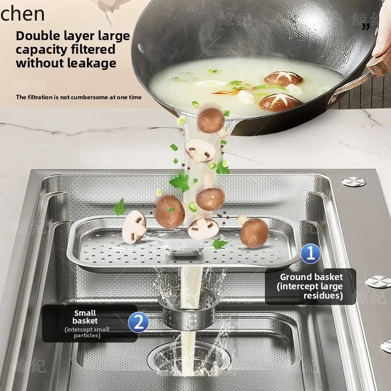 Kitchen Sink SUS304 Stainless Steel Sink Small Grain Thickened Handmade Large Single Bowl Household Vegetable Washing Basin