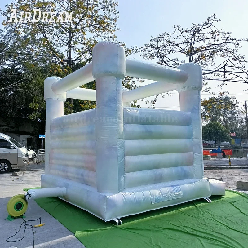 Château Gonflable Blanc avec Souffleur pour Enfant et Adulte, Maison à Rebond Commerciale pour Mariage