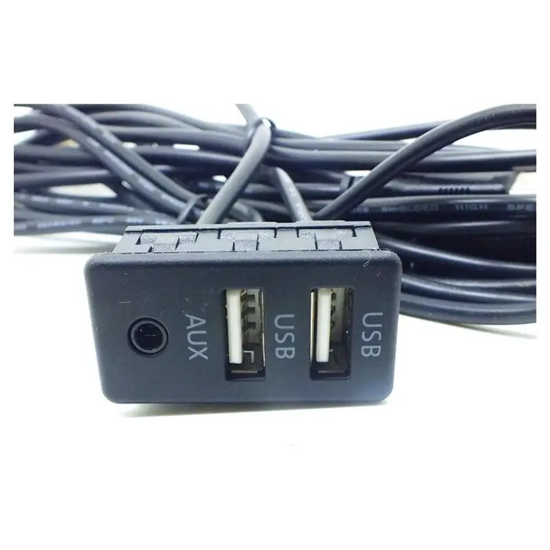 【AC77 Top !! 】Auto Boat 150Cm Cable Adapter 3 Port Universal Car Dash Flush Mount USB Port Panel For Toyota Volkswage
