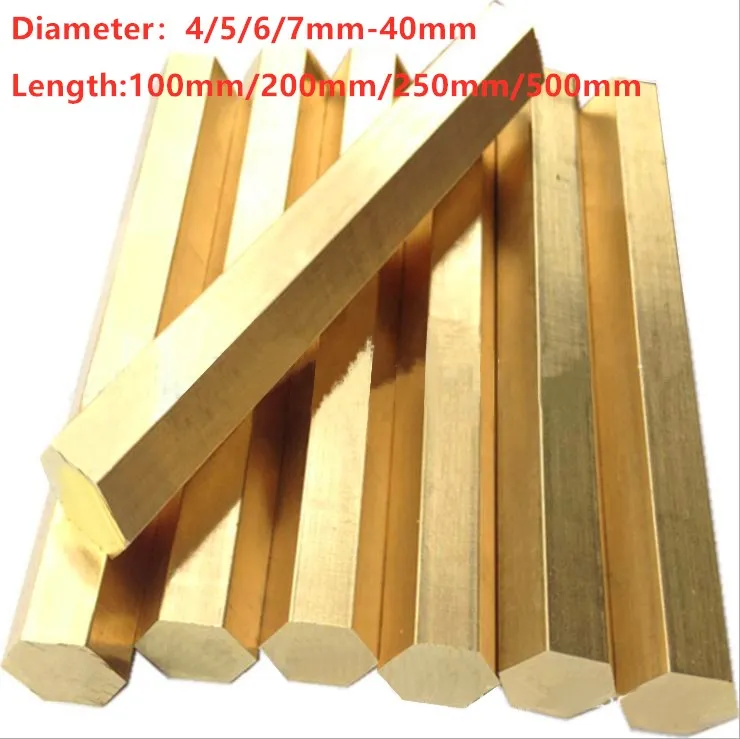 1 unidad, 2 uds., barra Hexagonal de latón, varilla hexagonal de diámetro 4/5/6/7/8/9/10/11/12/13/14/15/16/20/25/30-40mm, longitud 100mm/250mm/500mm