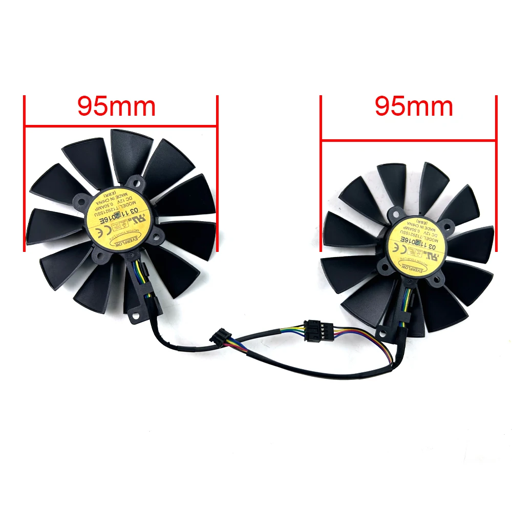 Nowy wentylator chłodzący 95mm T129215SU FD10015H12S 0.55A 5Pin Wentylator do karty graficznej ASUS STRIX GTX 970 980 780 TI R9 380 — zdjęcie produktu 6