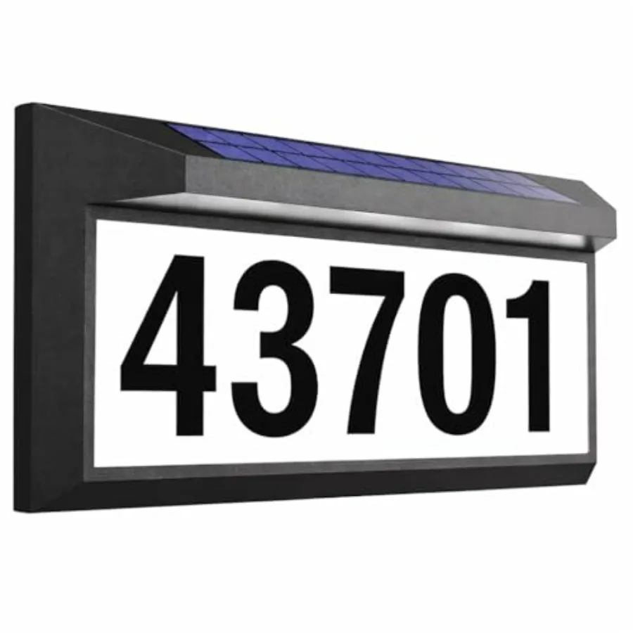

Solar Address Sign with Dual Color - Outdoor Waterproof IP65 Illuminated House Numbers, Solar Powered Address Light