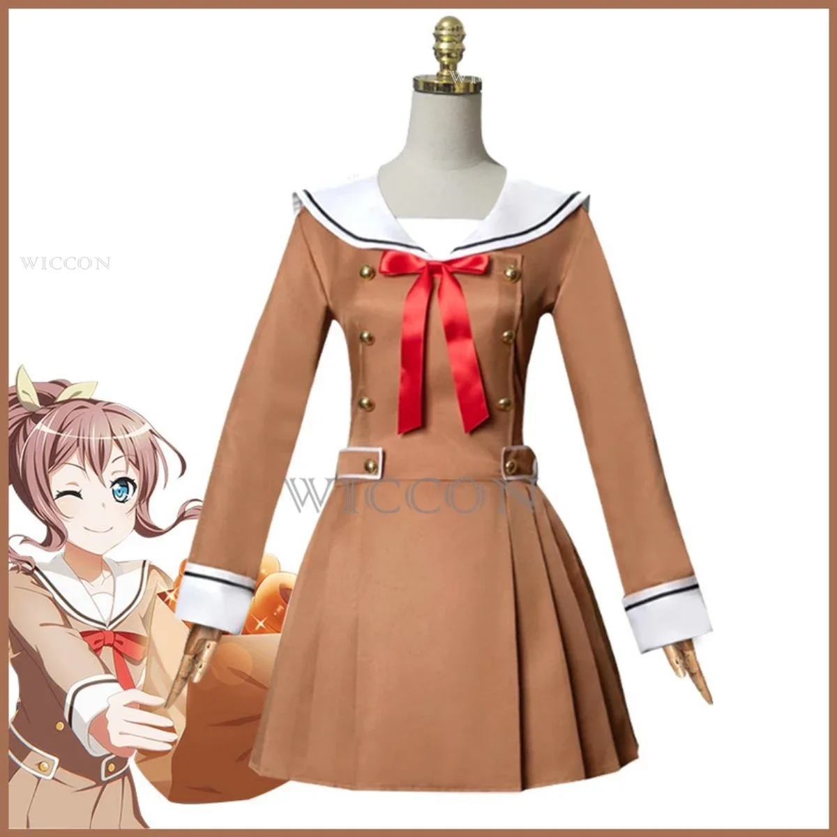 

Anime BanG Rêve! Rimiri Hanazono Tae Saya Yamabuki Cosplay Costume perruque couleur café uniformes scolaires jupe femme Kawaii