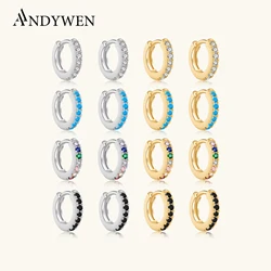 ANDYWEN 925 스털링 실버 다채로운 미니 농구 Huggies 루프 클립 귀걸이 2019 락 펑크 여성 쥬얼리 액세서리 만들기