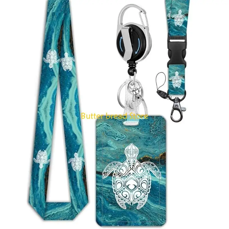 W89C Neck Lanyard Lanyard Lovely Turtles Card Holder Beautiful Neck Strap Name Badge Holder for Adults Students